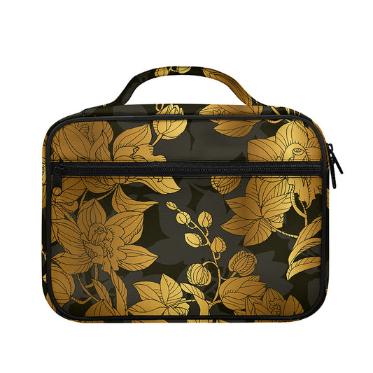 Golden Orchid Pattern Print Briefcase Bible Bag