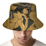 Golden Orchid Pattern Print Bucket Hat