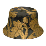 Golden Orchid Pattern Print Bucket Hat