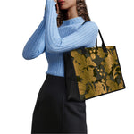 Golden Orchid Pattern Print Canvas Tote Bag