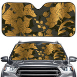 Golden Orchid Pattern Print Car Windshield Sun Shade