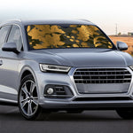 Golden Orchid Pattern Print Car Windshield Sun Shade