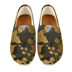 Golden Orchid Pattern Print Casual Shoes