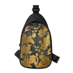 Golden Orchid Pattern Print Chest Bag