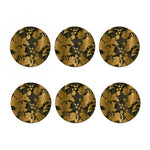 Golden Orchid Pattern Print Coaster Set