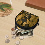 Golden Orchid Pattern Print Coin Purse