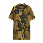 Golden Orchid Pattern Print Cotton Hawaiian Shirt