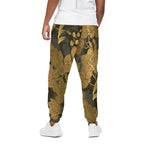Golden Orchid Pattern Print Cotton Pants