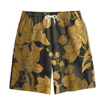 Golden Orchid Pattern Print Cotton Shorts