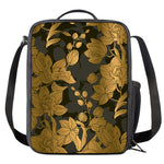 Golden Orchid Pattern Print Crossbody Lunch Bag