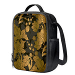 Golden Orchid Pattern Print Crossbody Lunch Bag