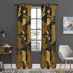 Golden Orchid Pattern Print Curtain