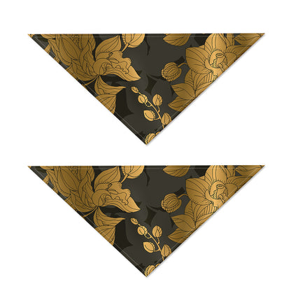 Golden Orchid Pattern Print Dog Bandana