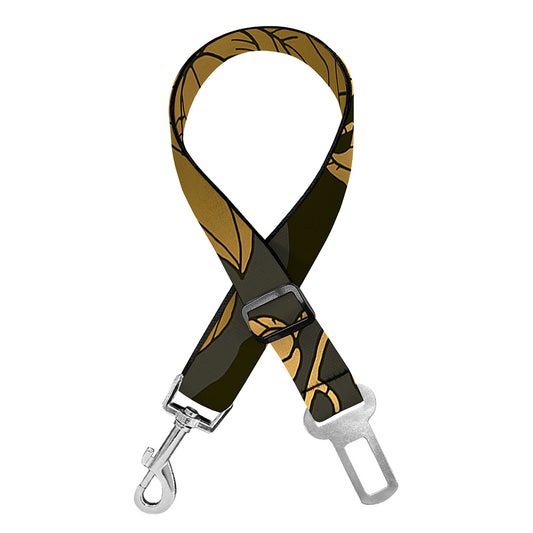 Golden Orchid Pattern Print Dog Seat Belt