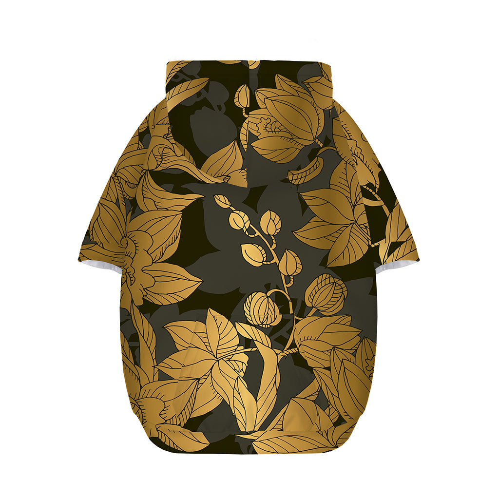 Golden Orchid Pattern Print Dog Zip Up Hoodie