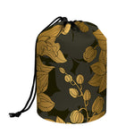 Golden Orchid Pattern Print Drawstring Makeup Bag