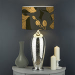 Golden Orchid Pattern Print Drum Lamp Shade