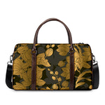 Golden Orchid Pattern Print Duffle Bag