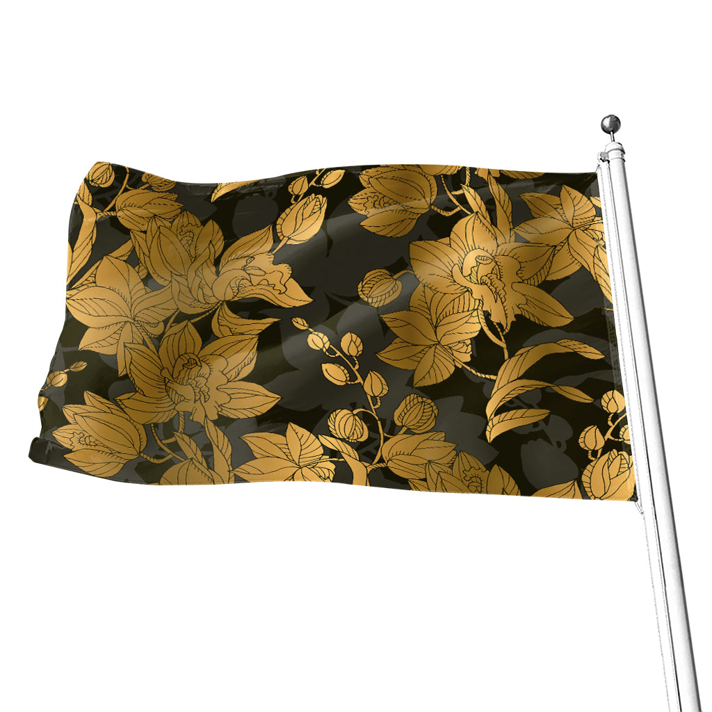 Golden Orchid Pattern Print Flag