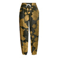 Golden Orchid Pattern Print Fleece Lined Knit Pants