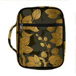 Golden Orchid Pattern Print Front Pocket Bible Bag