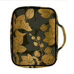 Golden Orchid Pattern Print Front Pocket Bible Bag
