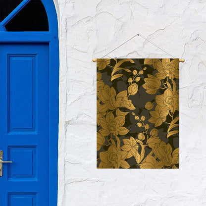 Golden Orchid Pattern Print Garden Flag