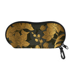 Golden Orchid Pattern Print Glasses Case