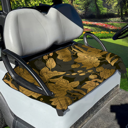 Golden Orchid Pattern Print Golf Cart Seat Cover