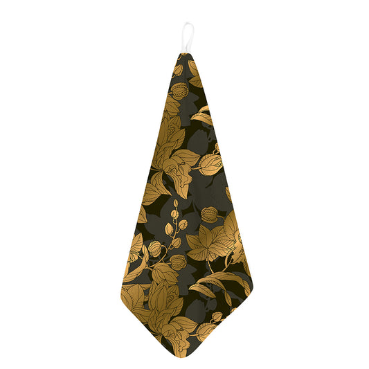 Golden Orchid Pattern Print Hand Towel
