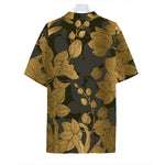 Golden Orchid Pattern Print Hawaiian Shirt