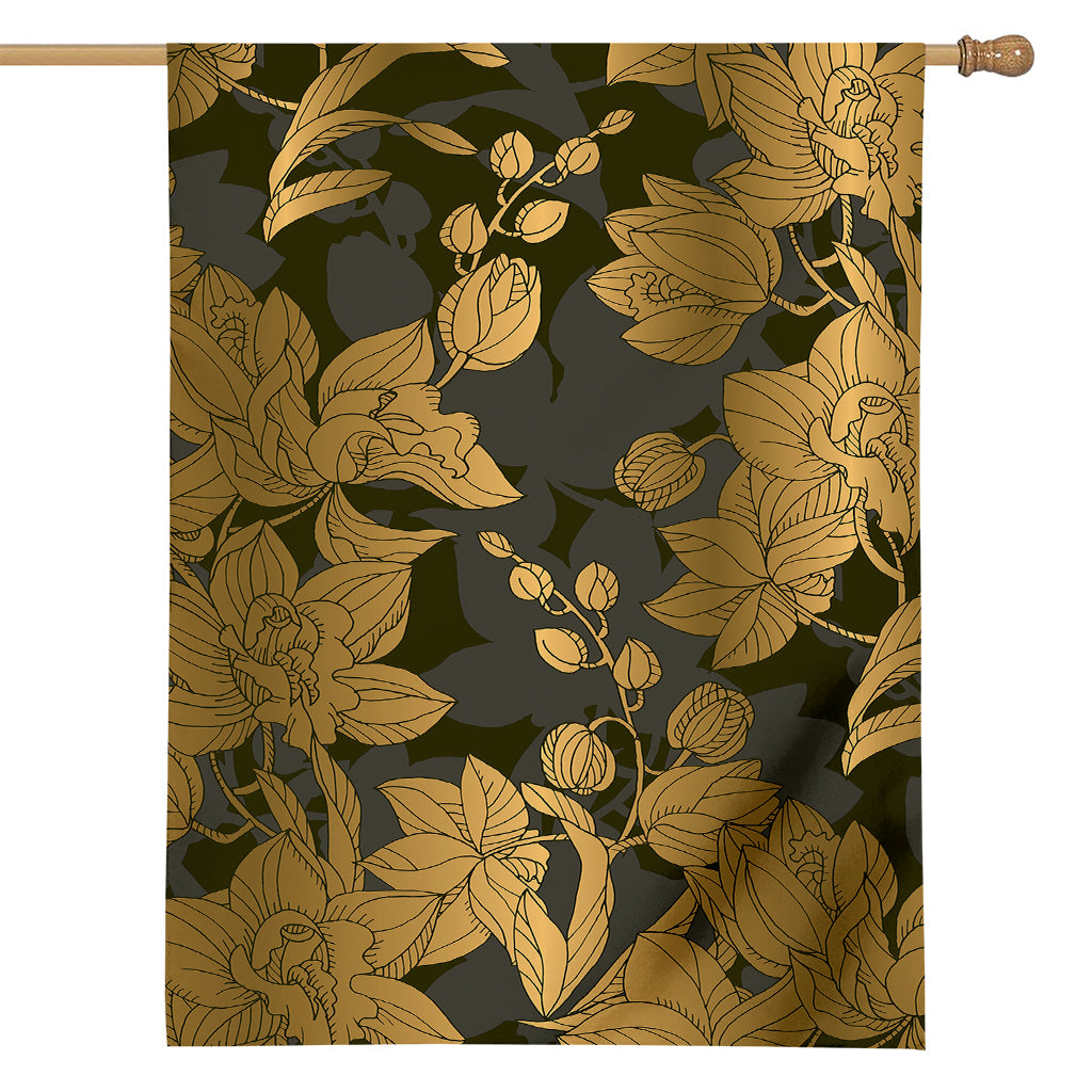 Golden Orchid Pattern Print House Flag