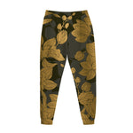 Golden Orchid Pattern Print Jogger Pants