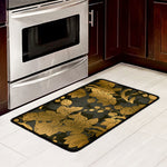 Golden Orchid Pattern Print Kitchen Mat