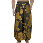 Golden Orchid Pattern Print Lantern Pants