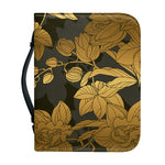 Golden Orchid Pattern Print Leather Bible Cover
