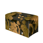 Golden Orchid Pattern Print Leather Tissue Box Cover