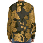 Golden Orchid Pattern Print Long Sleeve Baseball Jersey