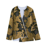Golden Orchid Pattern Print Long Sleeve Short Coat