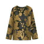 Golden Orchid Pattern Print Long Sleeve Short Coat