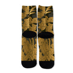 Golden Orchid Pattern Print Long Socks