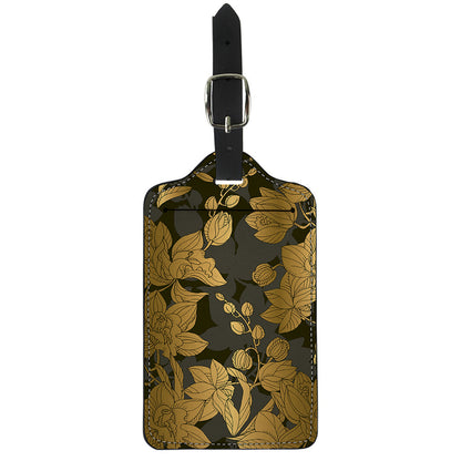 Golden Orchid Pattern Print Luggage Tag