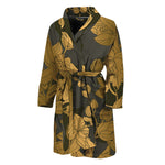 Golden Orchid Pattern Print Men's Bathrobe