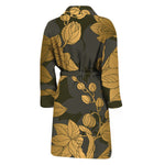 Golden Orchid Pattern Print Men's Bathrobe