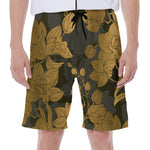 Golden Orchid Pattern Print Men's Beach Shorts