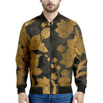 Golden Orchid Pattern Print Men's Bomber Jacket