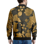 Golden Orchid Pattern Print Men's Bomber Jacket