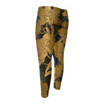 Golden Orchid Pattern Print Men's Compression Pants
