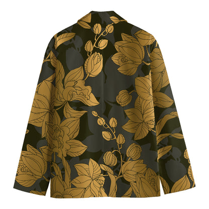 Golden Orchid Pattern Print Men's Cotton Blazer