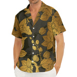 Golden Orchid Pattern Print Men's Deep V-Neck Shirt